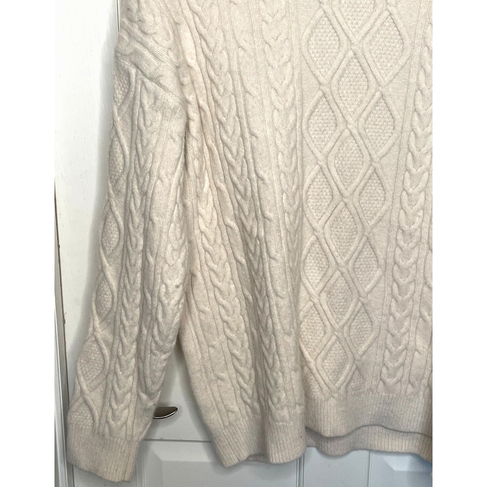 Aelfric Eden Men's Fisherman Cable-Knit Sweater Sz XL Cream Cozy Grandpa - Picture 3 of 9